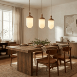 Solas Ribbed Glass Pendant Light with Walnut Accent