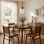 Solas Ribbed Glass Pendant Light with Walnut Accent