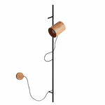 Arbor Beam Wall Sconce with Natural Wood Shade and Black Metal Accent