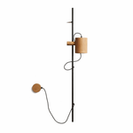 Arbor Beam Wall Sconce with Natural Wood Shade and Black Metal Accent