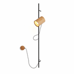 Arbor Beam Wall Sconce with Natural Wood Shade and Black Metal Accent