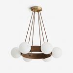 Solara Ring Chandelier with Wood Accents and Glass Globes