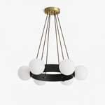Solara Ring Chandelier with Wood Accents and Glass Globes
