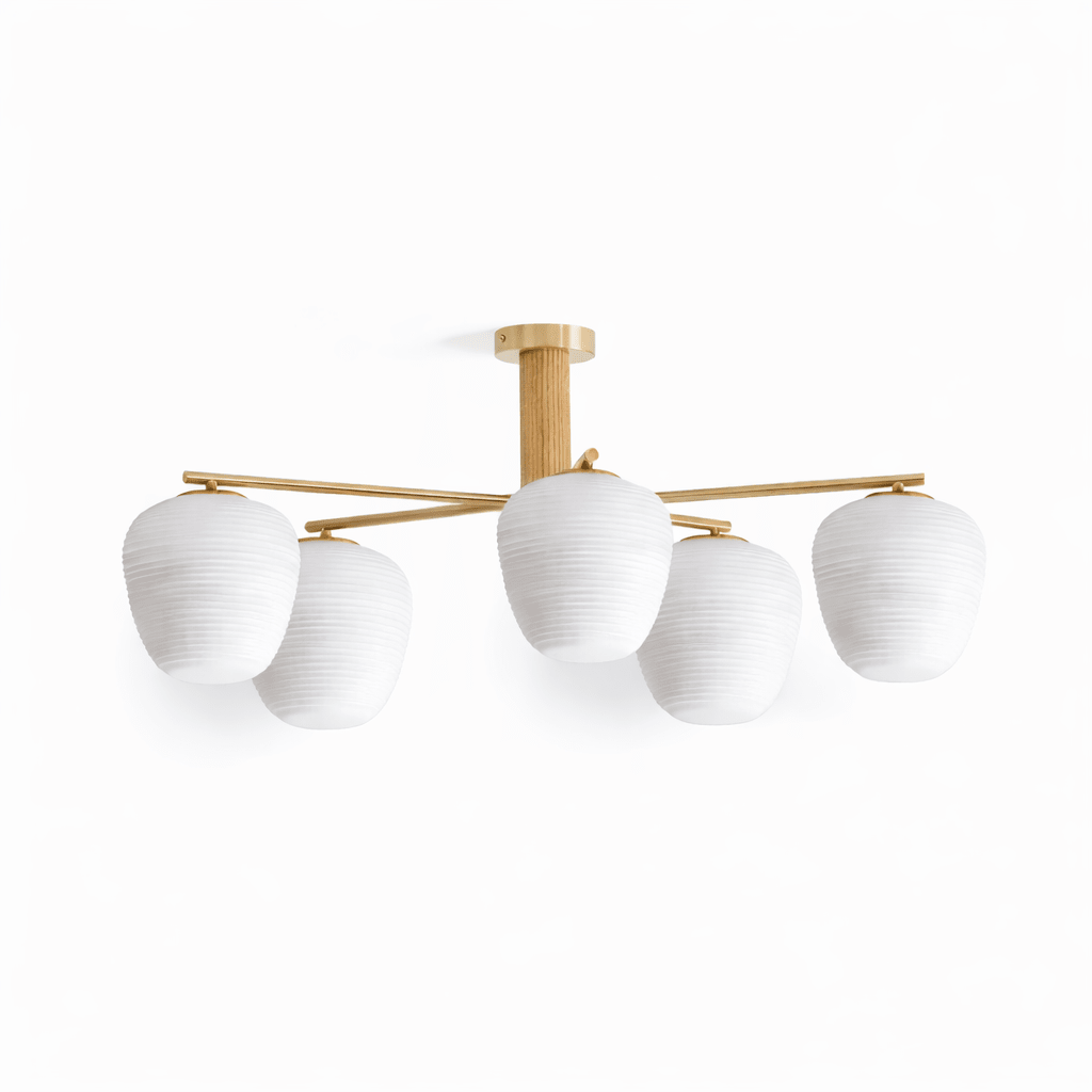 Auren Branch Ceiling Light – Modern Brass and Wood Semi Flush Mount
