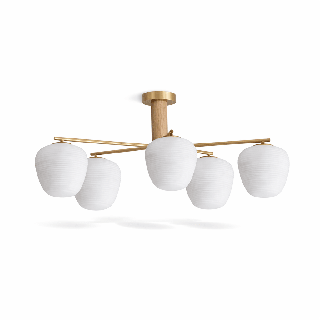 Auren Branch Ceiling Light – Modern Brass and Wood Semi Flush Mount