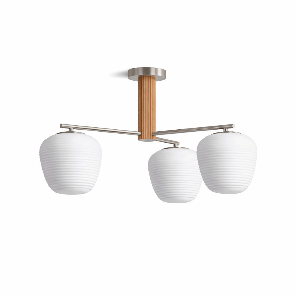 Auren Branch Ceiling Light – Modern Brass and Wood Semi Flush Mount