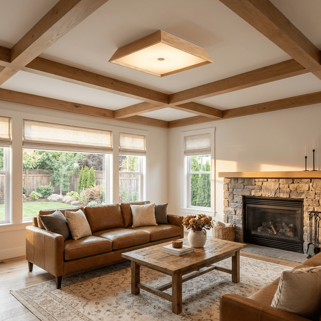 Lumo Wood LED Ceiling Light – Modern Flush Mount for Living Room & Bedroom