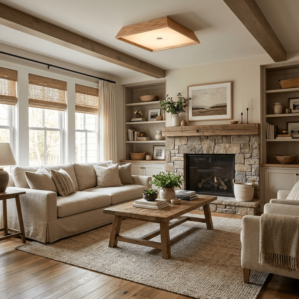 Lumo Wood LED Ceiling Light – Modern Flush Mount for Living Room & Bedroom