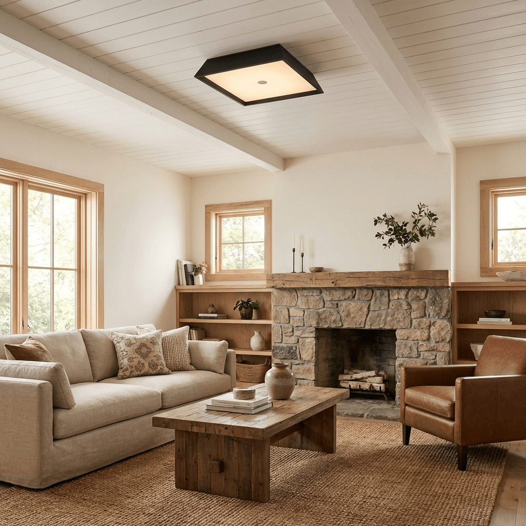 Lumo Wood LED Ceiling Light – Modern Flush Mount for Living Room & Bedroom
