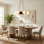 Solara Ring Chandelier with Wood Accents and Glass Globes