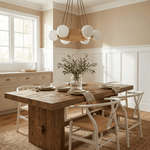 Solara Ring Chandelier with Wood Accents and Glass Globes