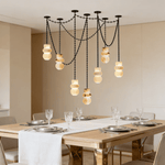 Orba Chain Chandelier with Alabaster Orbs – Modern Cascading Pendant Light