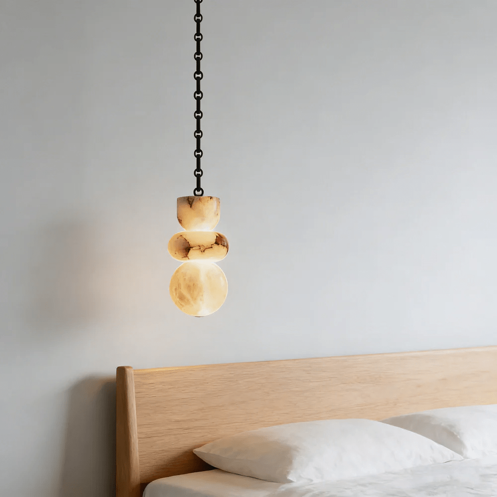 Orba Chain Chandelier with Alabaster Orbs – Modern Cascading Pendant Light
