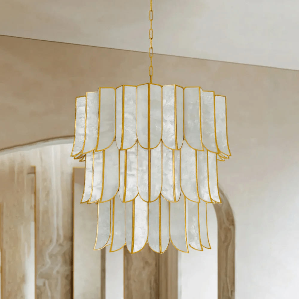 Cascara Shell Chandelier – Natural Layered Pendant Light for Dining & Living Rooms