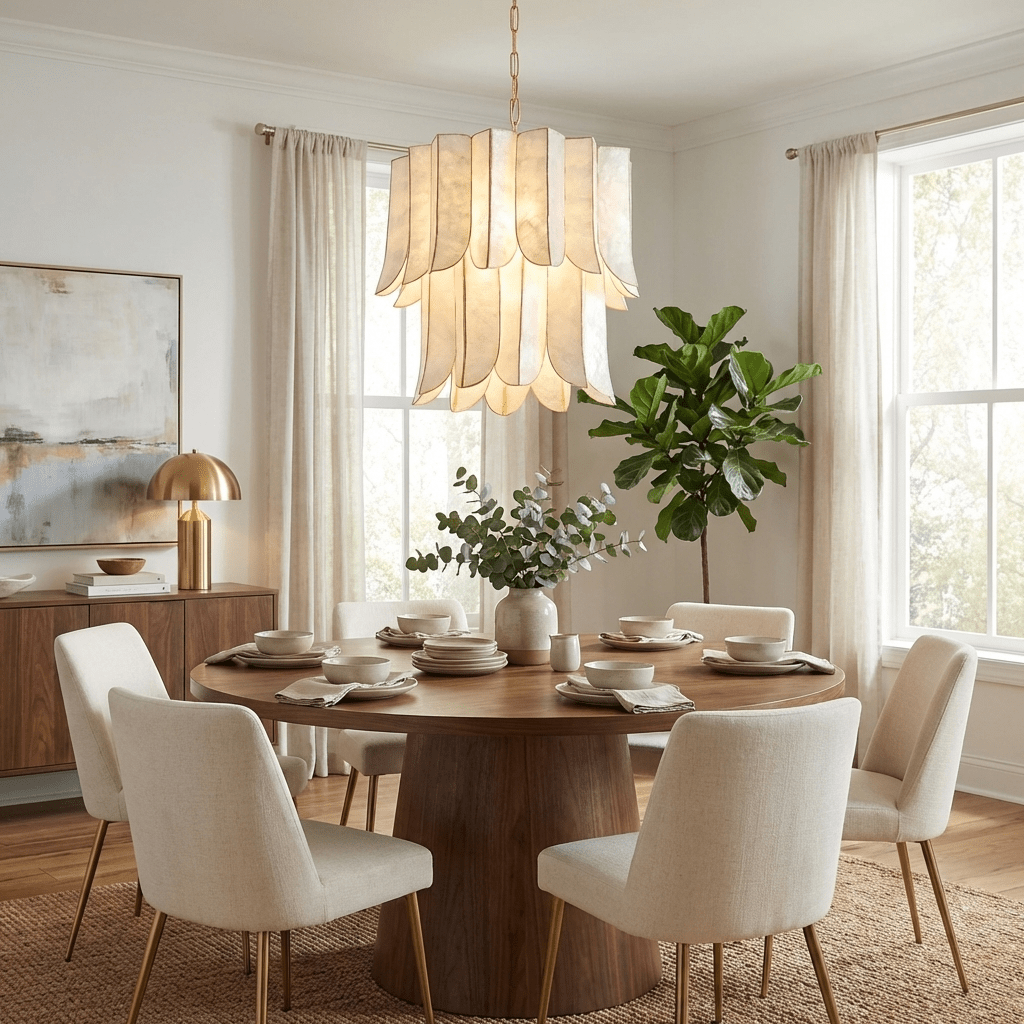 Cascara Shell Chandelier – Natural Layered Pendant Light for Dining & Living Rooms