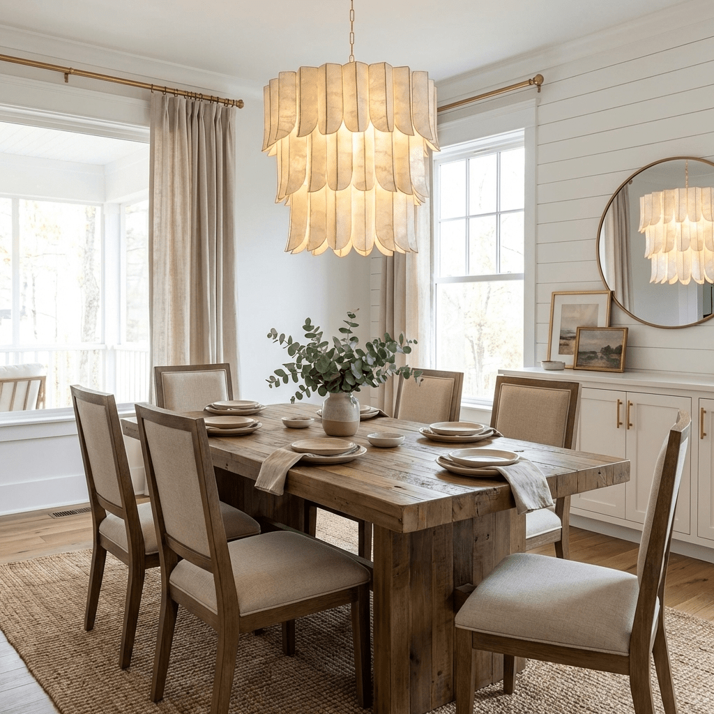 Cascara Shell Chandelier – Natural Layered Pendant Light for Dining & Living Rooms