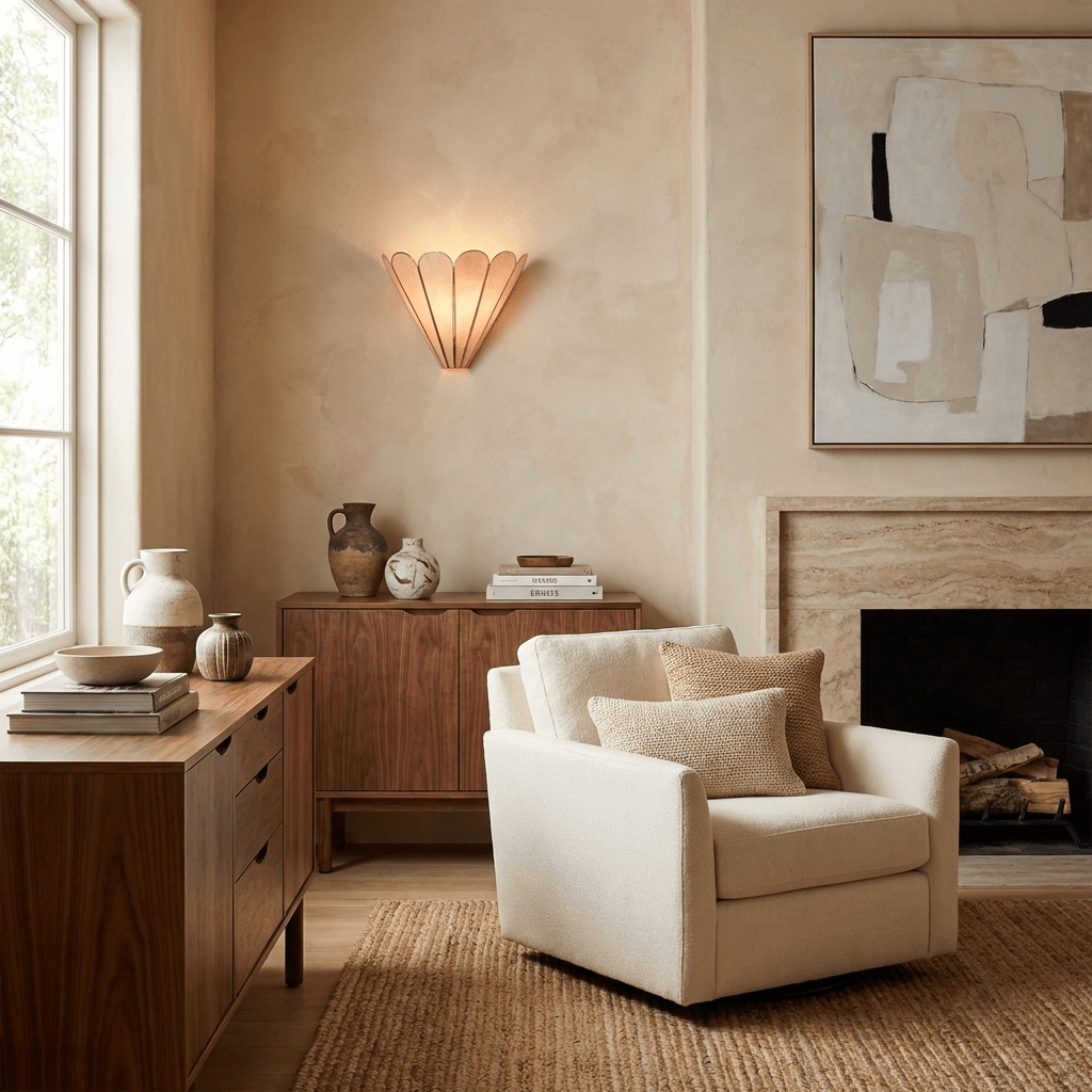 Mica Shell Petal Wall Sconce in Gold Finish