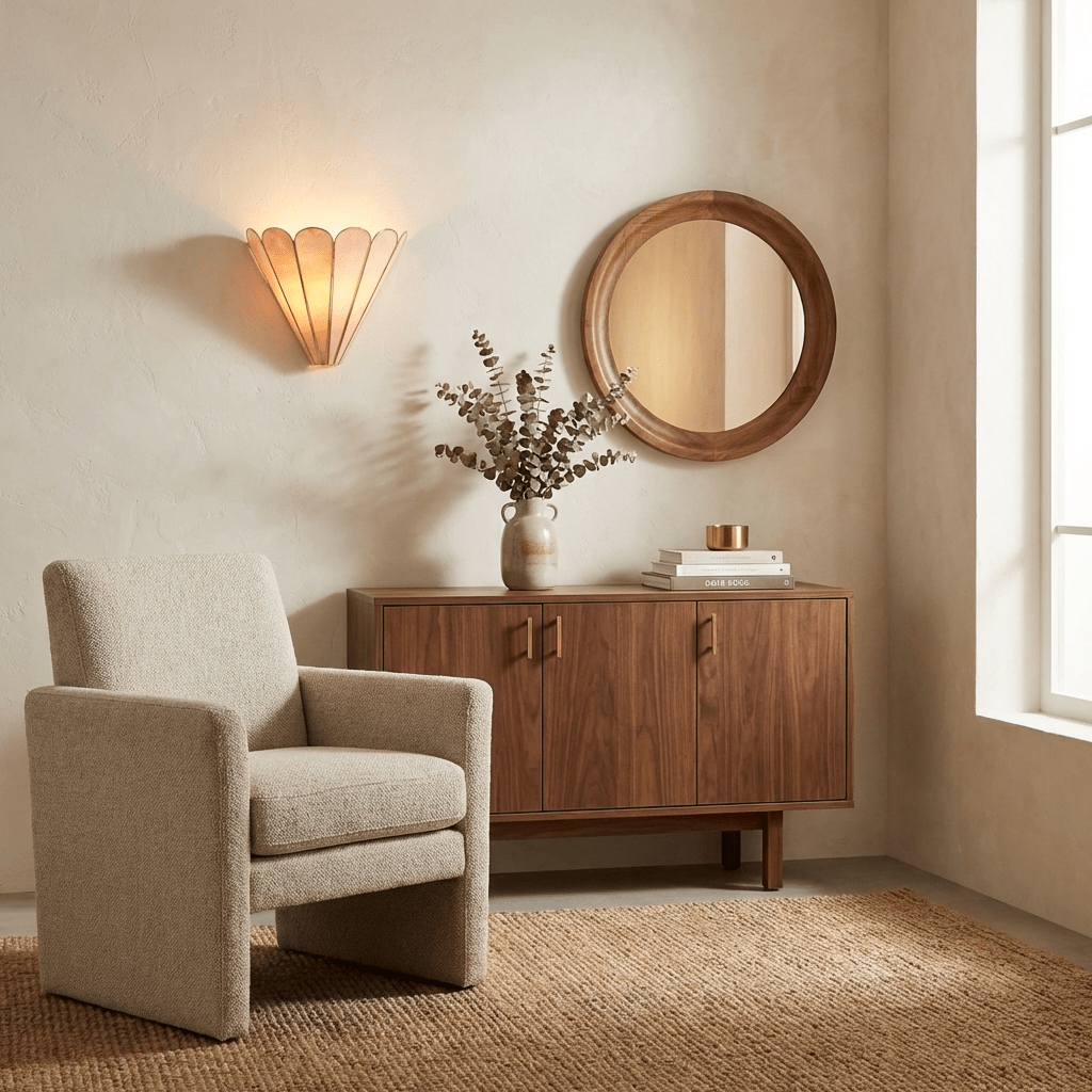 Mica Shell Petal Wall Sconce in Gold Finish
