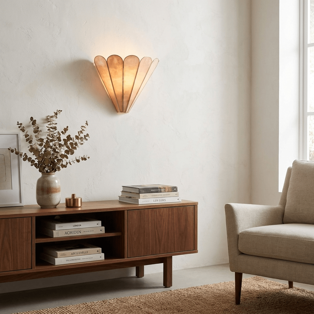 Mica Shell Petal Wall Sconce in Gold Finish