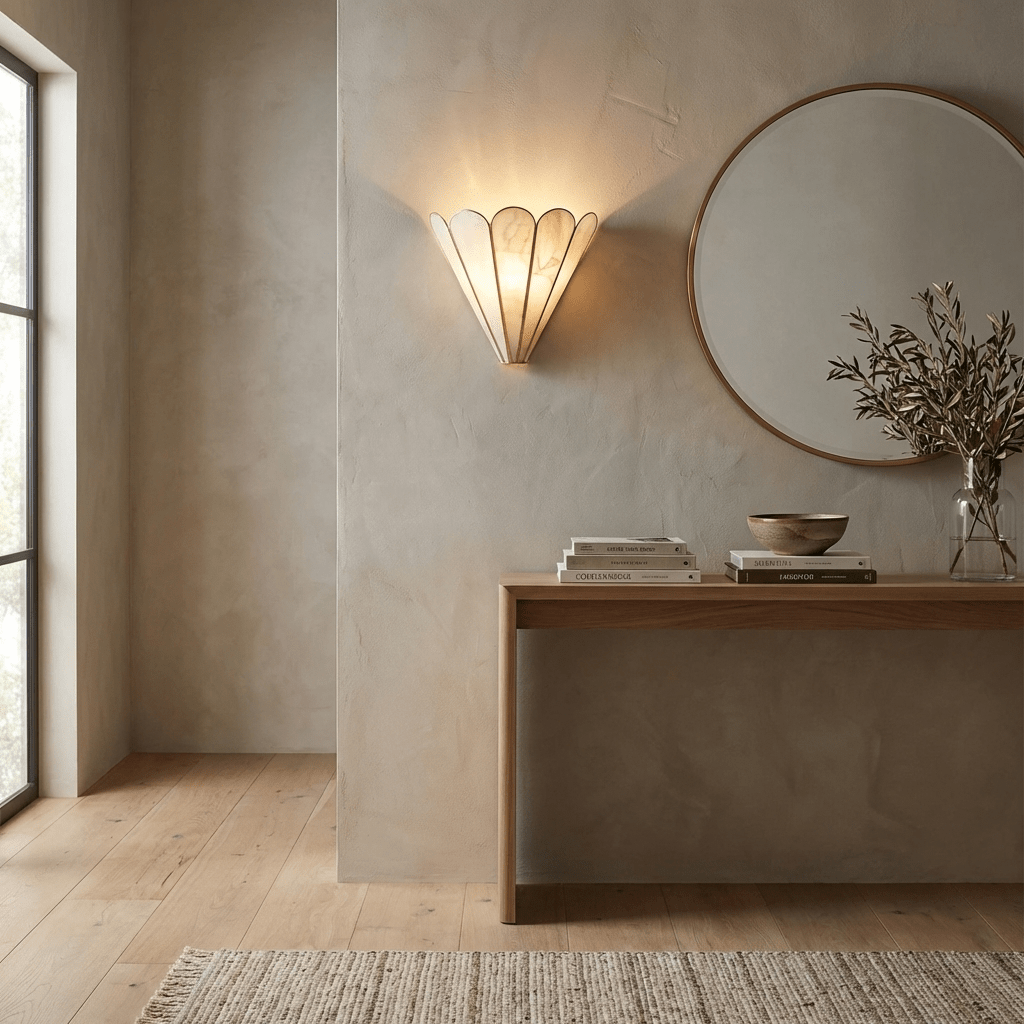 Mica Shell Petal Wall Sconce in Gold Finish