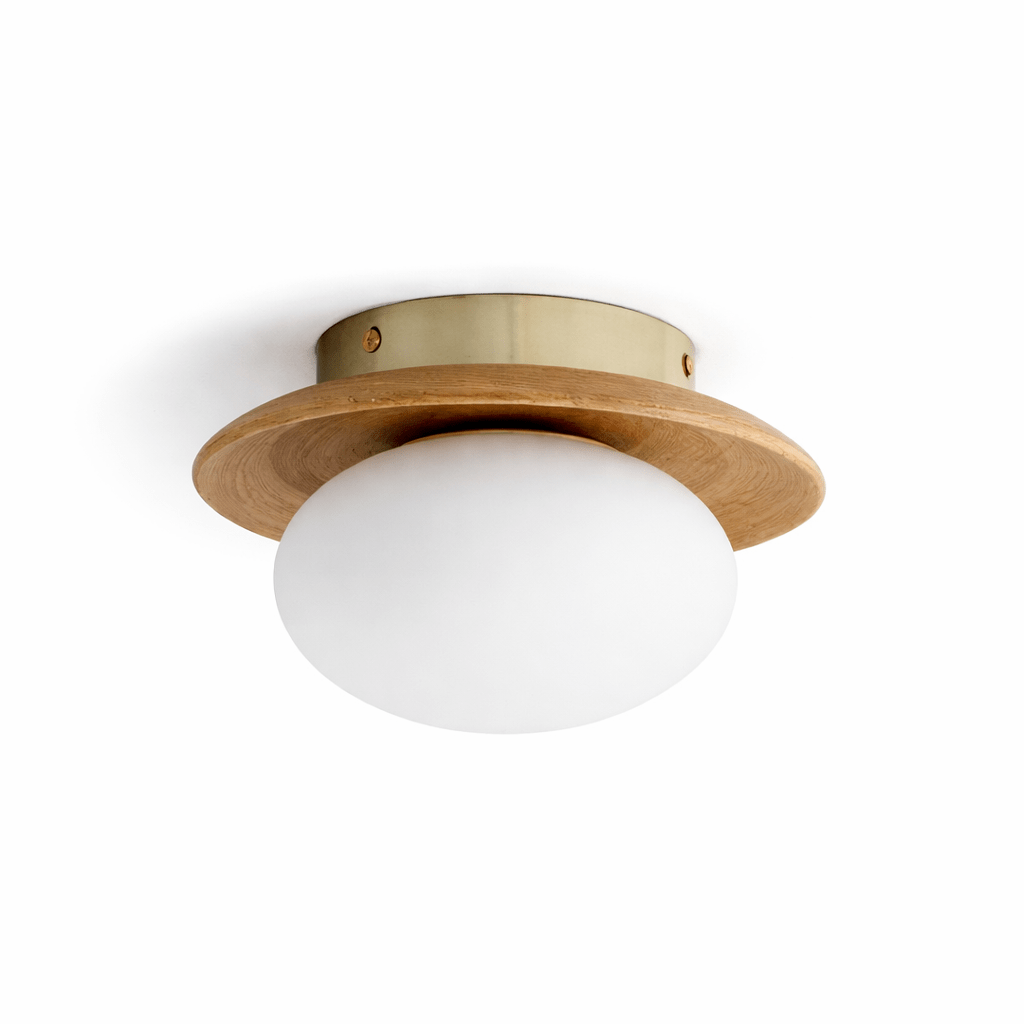 Brio Dome Flush Mount Ceiling Light in Brass and Frosted Glass