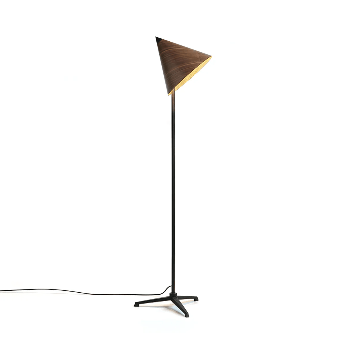 Vero Sculptural Wood Floor Lamp with Tripod Base