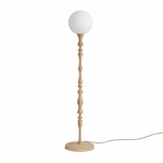Elowen Sculpted Wood Floor Lamp with Fabric Shade for Living Room & Bedroom