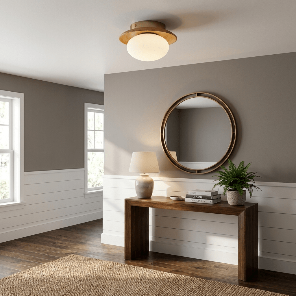 Brio Dome Flush Mount Ceiling Light in Brass and Frosted Glass