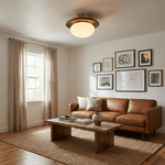 Brio Dome Flush Mount Ceiling Light in Brass and Frosted Glass