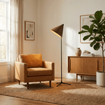 Vero Sculptural Wood Floor Lamp with Tripod Base