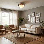 Brio Dome Flush Mount Ceiling Light in Brass and Frosted Glass