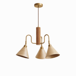Bravik Wood Chandelier – Modern Brass & Wood Pendant Light