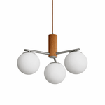 Solvyn Globe Chandelier – Modern Brass & Wood Five-Light Pendant
