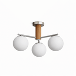 Solvyn Globe Chandelier – Modern Brass & Wood Five-Light Pendant