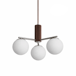 Solvyn Globe Chandelier – Modern Brass & Wood Five-Light Pendant