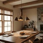 Bravik Wood Chandelier – Modern Brass & Wood Pendant Light