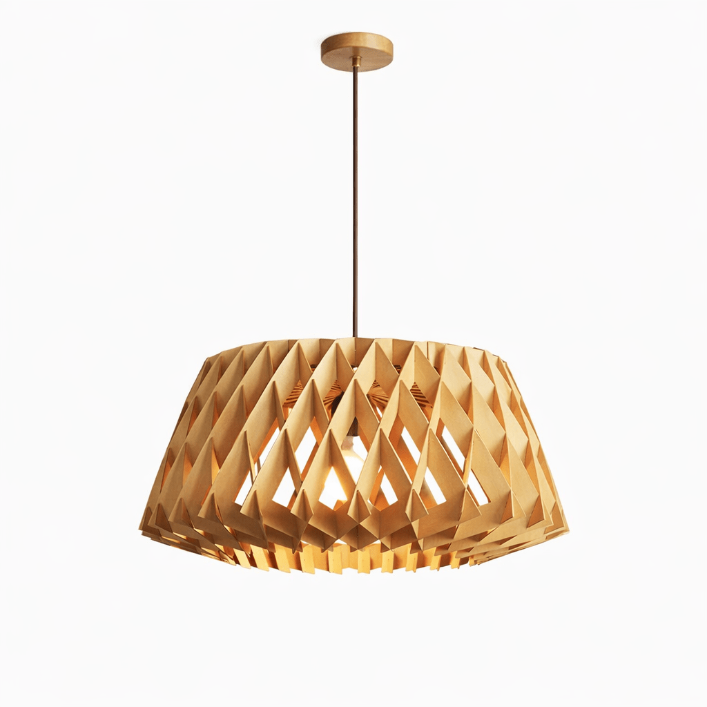 Origami Wood Pendant Light – Geometric Designer Hanging Lamp for Dining & Living Spaces