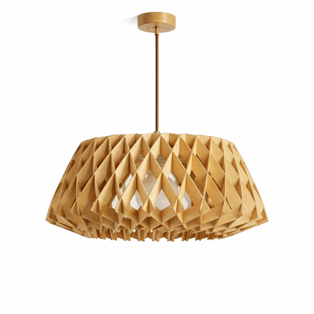 Origami Wood Pendant Light – Geometric Designer Hanging Lamp for Dining & Living Spaces