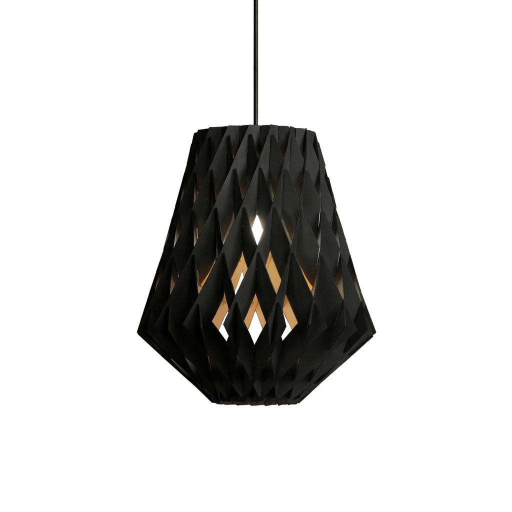 Origami Wood Pendant Light – Geometric Designer Hanging Lamp for Dining & Living Spaces
