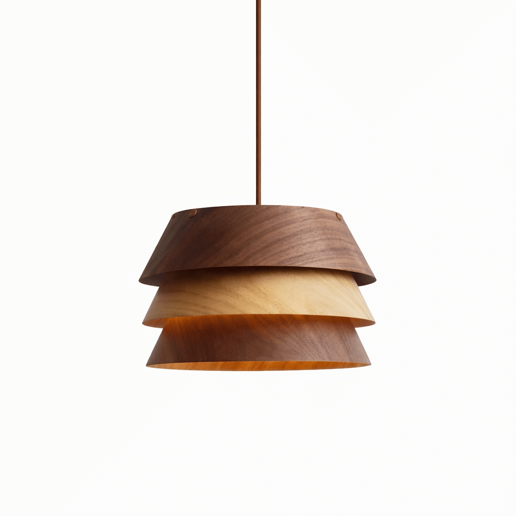 Torven Wood Pendant Light – Sculptural Layered Wooden Shade for Dining & Living Spaces