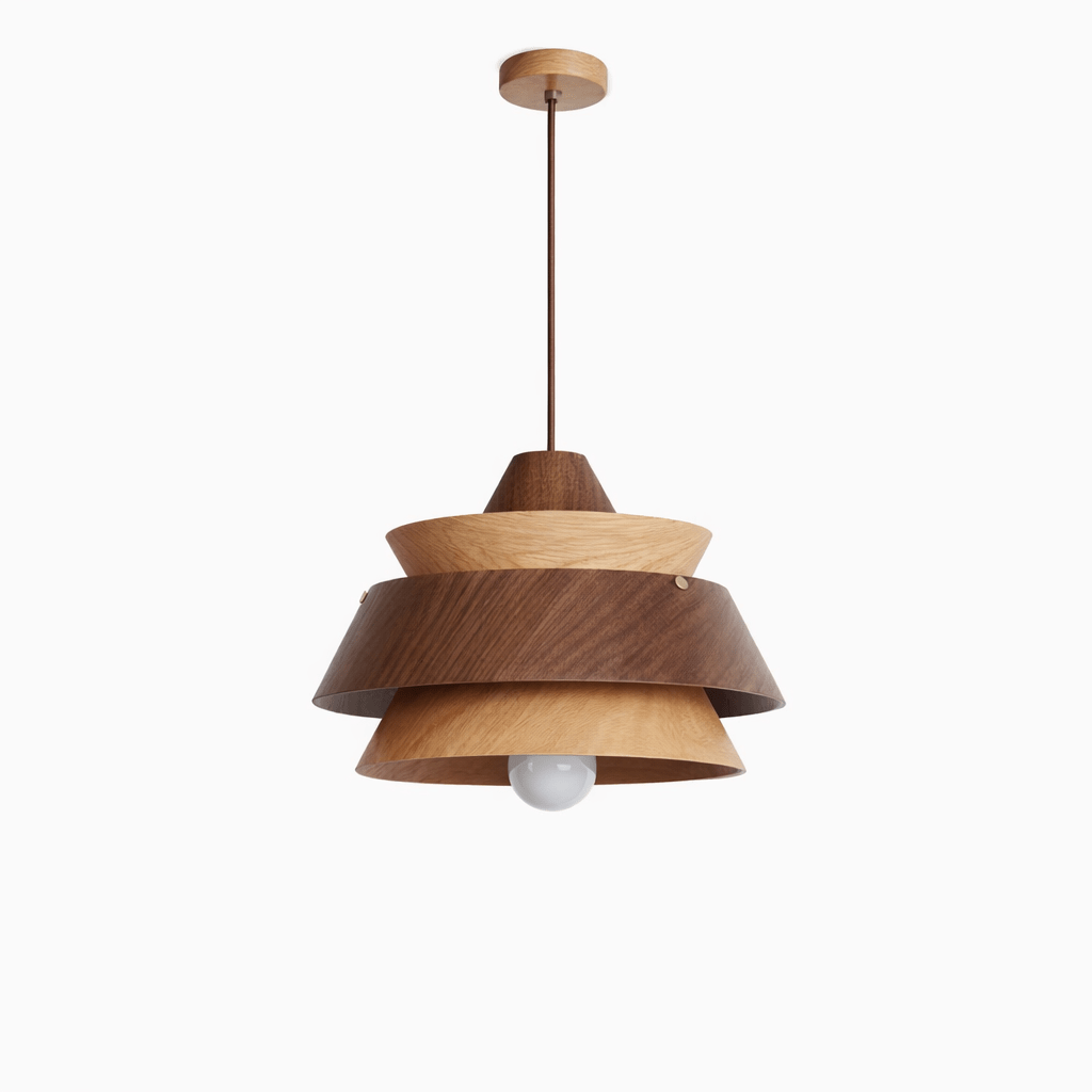 Torven Wood Pendant Light – Sculptural Layered Wooden Shade for Dining & Living Spaces
