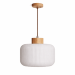 Rivena Glass Pendant Light with Wood Accent – Modern Ambient Lighting for Dining & Living Spaces