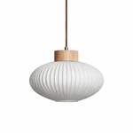 Rivena Glass Pendant Light with Wood Accent – Modern Ambient Lighting for Dining & Living Spaces