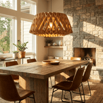 Origami Wood Pendant Light – Geometric Designer Hanging Lamp for Dining & Living Spaces