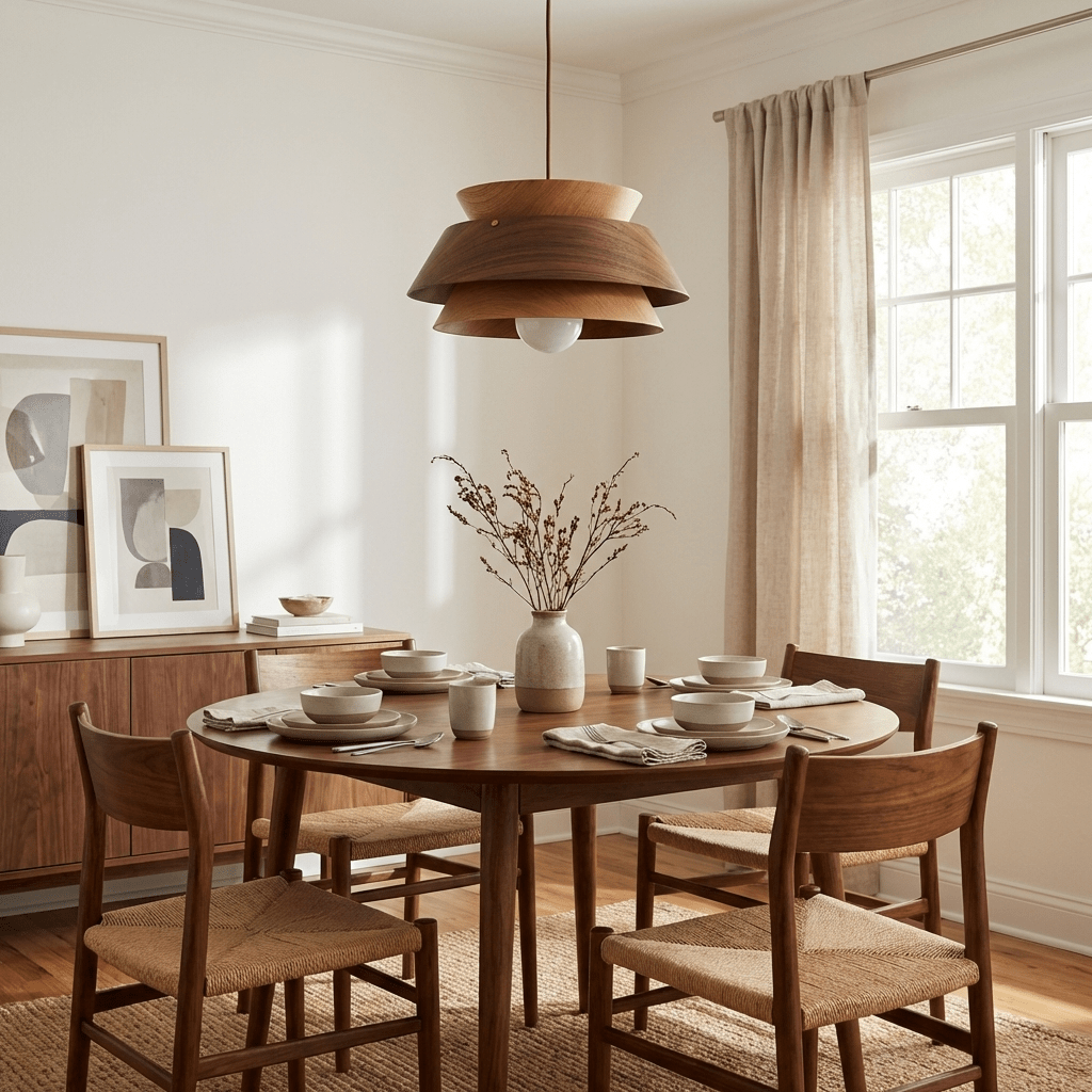 Torven Wood Pendant Light – Sculptural Layered Wooden Shade for Dining & Living Spaces