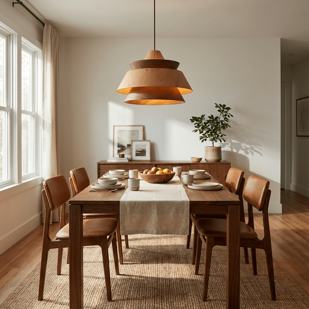 Torven Wood Pendant Light – Sculptural Layered Wooden Shade for Dining & Living Spaces