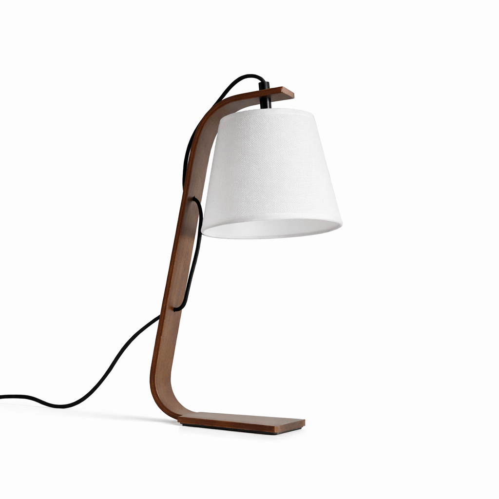 Lurien Sculptural Wood Table Lamp with Fabric Shade for Modern Interiors