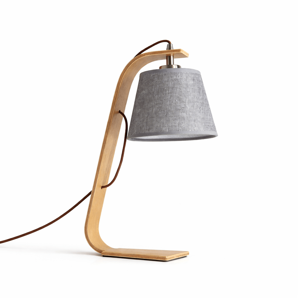 Lurien Sculptural Wood Table Lamp with Fabric Shade for Modern Interiors