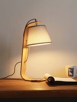 Lurien Sculptural Wood Table Lamp with Fabric Shade for Modern Interiors