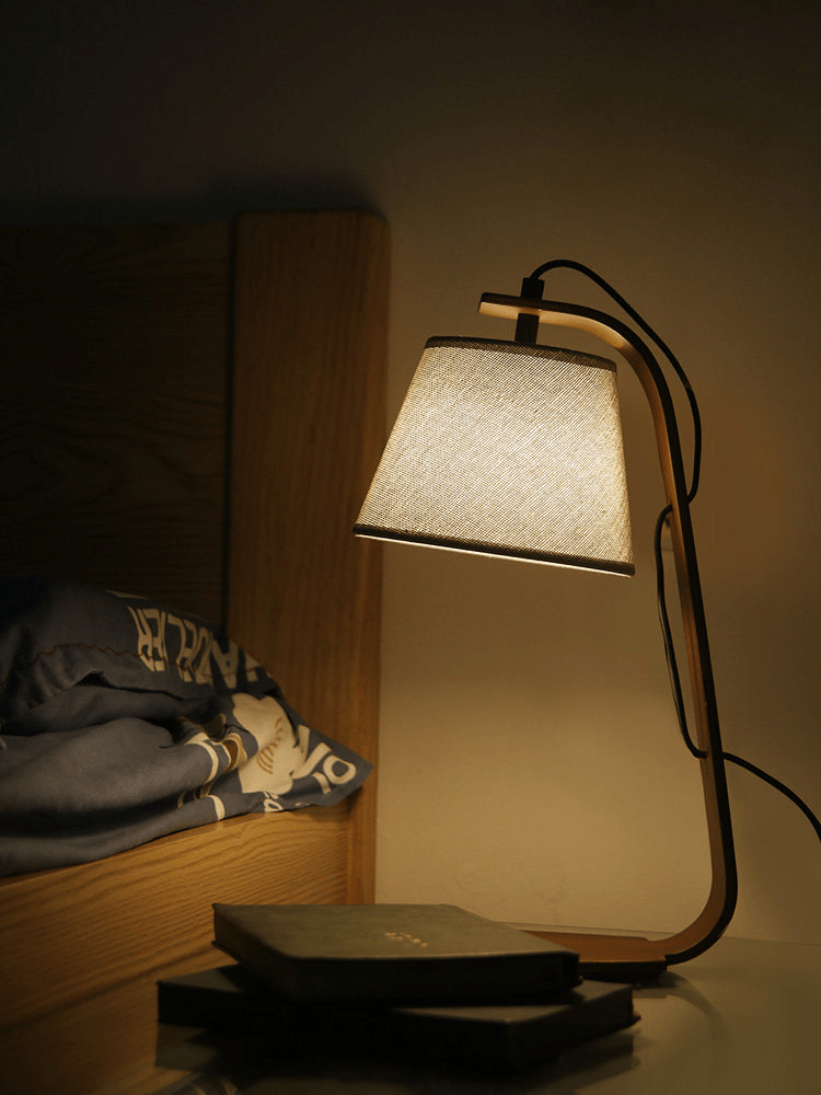 Lurien Sculptural Wood Table Lamp with Fabric Shade for Modern Interiors